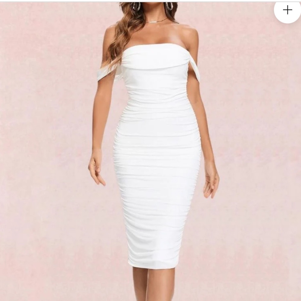 ZIA BODYCON WRAP MIDI DRESS - PEARL WHITE